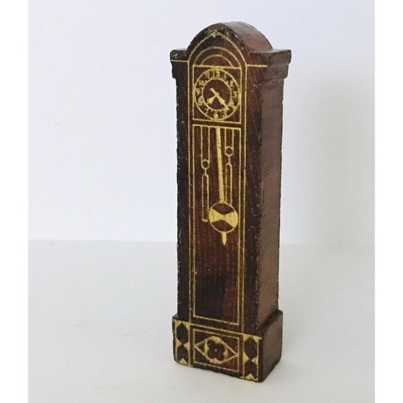 Vintage Strombecker Miniature Dollhouse Grandfather Clock Wooden Furniture Decor - Picture 1 of 6